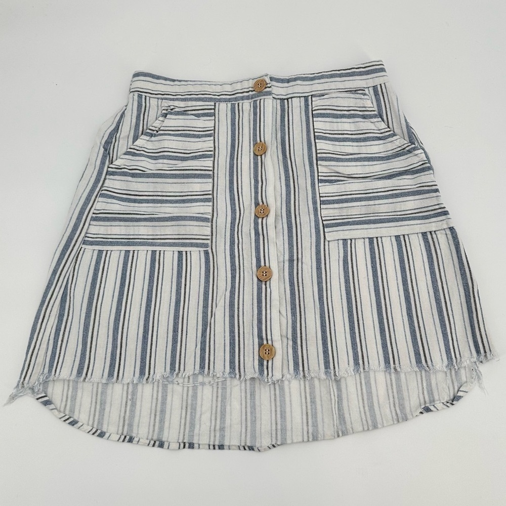 Potter’s Pot Women’s Linen Blend Pull On Skirt Elastic Back Pockets Size Medium